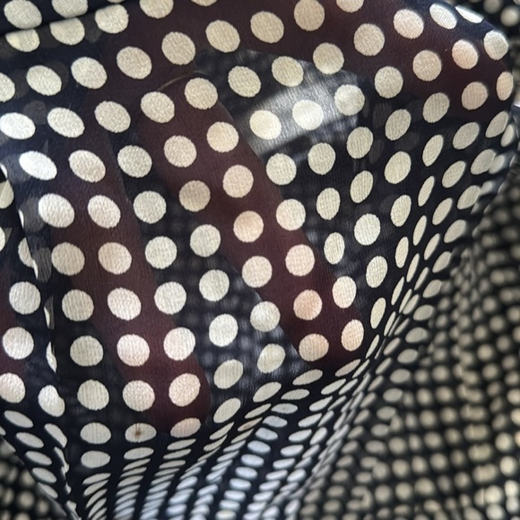 Vintage 80s Albert Nipon 100% silk polkadot pleated semi sheer dress 12 - Picture 6 of 10